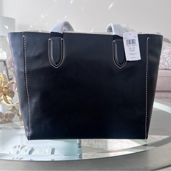 Coach Derby Tote Shoulder Bag pebble Leather Black Red 58660 - Picture 10 of 12